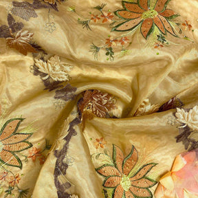 Gold Blossom Floral Patch Double Layer Organza