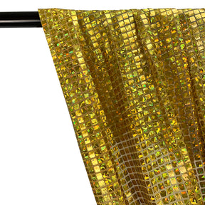 Hologram 8mm Square Sequins Rod Pocket Curtains -  Gold