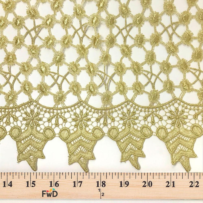 Gold Metallic ST Yarn Chemical Lace Fabric 52