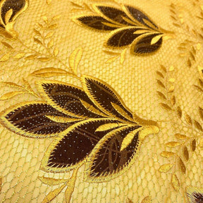 Gold Sparkled Mint Leaves Metallic Embroidery Lace