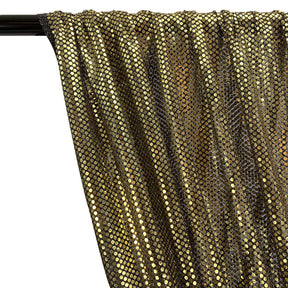 American Trans Knit Sequins Rod Pocket Curtains - Gold on Black