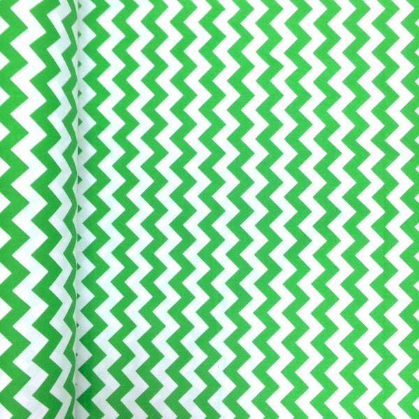 Green Classic Chevron Printed Cotton Fabric