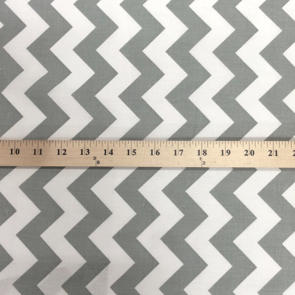 Grey Classic Chevron Printed Cotton Fabric