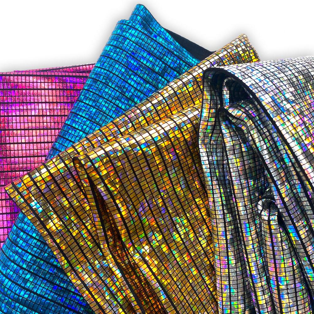Fabric Sold By The Yard Silver Sparkly Iridescent Hologram Polyester Spandex