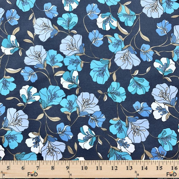 Madeline Navy Print Broadcloth Fabric