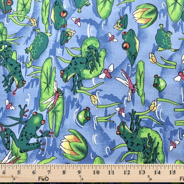 Frog Pond Blue Print Broadcloth Fabric