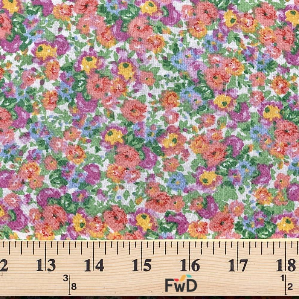 Natalia Coral Printed Fabric Cotton Polyester Broadcloth 60