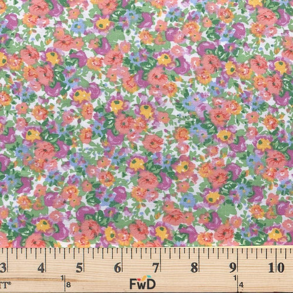 Natalia Coral Print Broadcloth Fabric