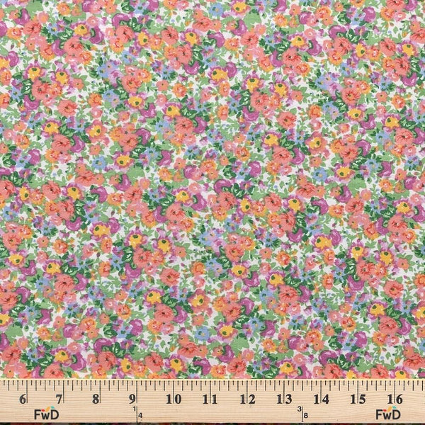 Natalia Coral Print Broadcloth Fabric