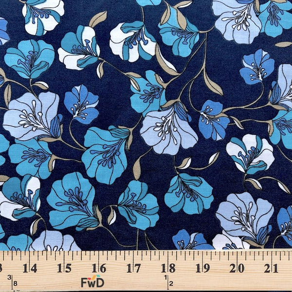 Madeline Navy Print Broadcloth Fabric