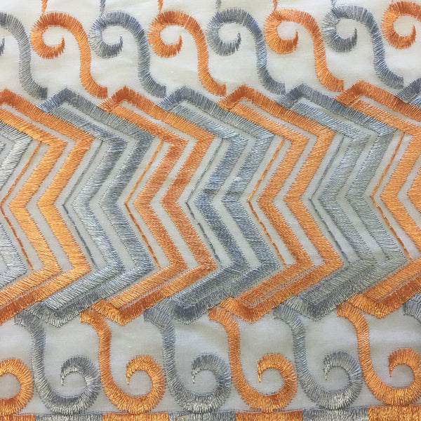 Orange and Grey Wave Embroidery