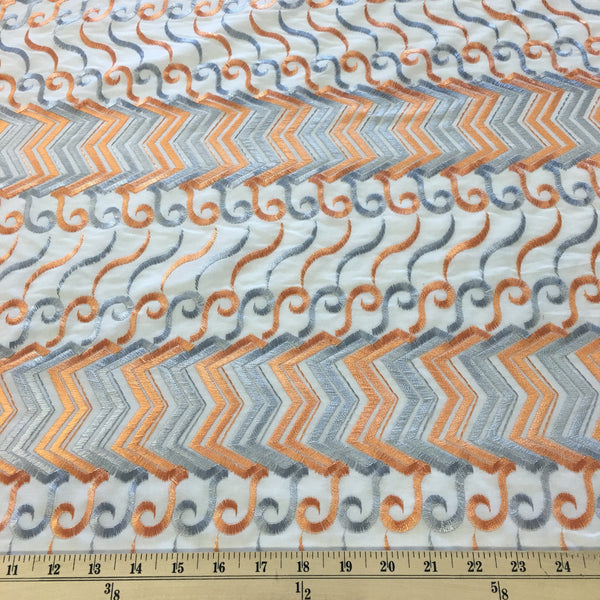 Orange and Grey Wave Embroidery