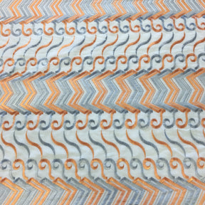 Orange and Grey Wave Embroidery