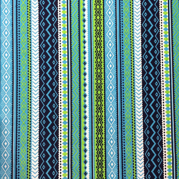 Blue Aztec Print Broadcloth Fabric