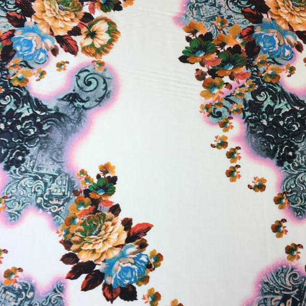 Kaitlyn White Printed Cotton Fabric