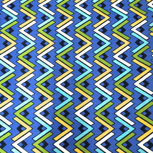 Blue Chevron Printed Broadcloth Fabric