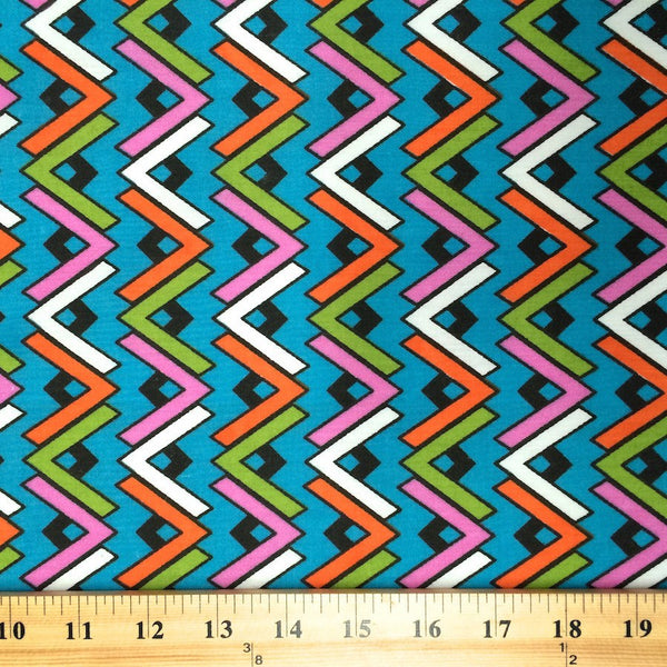 Turquoise Chevron Printed Broadcloth