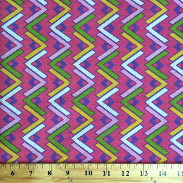 Pink Chevron Printed Broadcloth Fabric