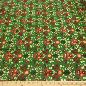 Folklore Green Printed Cotton Fabric