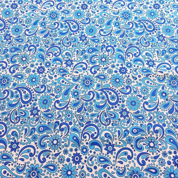 Royal Blue Sky Printed Cotton Fabric