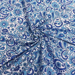 Royal Blue Sky Printed Cotton Fabric