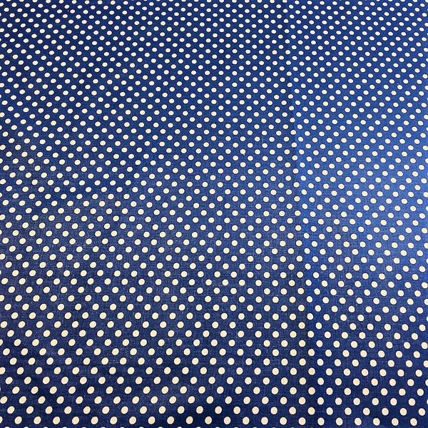 Royal Blue Polka Dot Printed Cotton Fabric