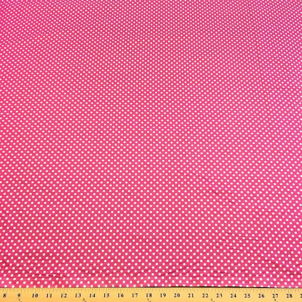 Fuchsia Polka Dot Printed Cotton Fabric