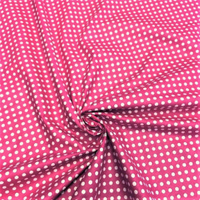 Fuchsia Polka Dot Printed Cotton Fabric