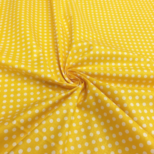 Yellow Polka Dot Printed Cotton