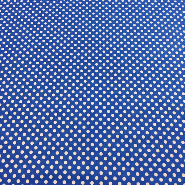 Blue Polka Dot Printed Cotton Fabric