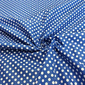 Blue Polka Dot Printed Cotton Fabric