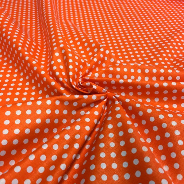 Orange Polka Dot Printed Cotton