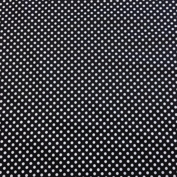 Black Polka Dot Printed Cotton Fabric