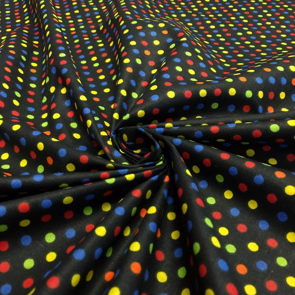 Black Multi Dot Printed Cotton Fabric