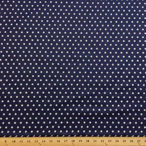 Navy Blue Star Printed Cotton Fabric