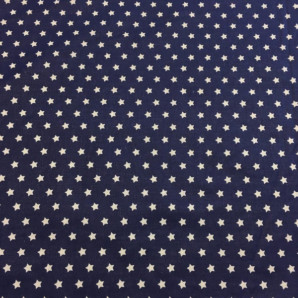 Navy Blue Star Printed Cotton Fabric