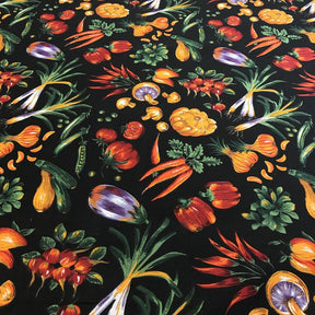 Vegetable Patch Black Printed Cotton