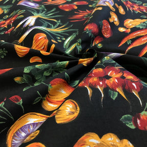 Vegetable Patch Black Printed Cotton