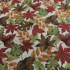 Crackle Leaves Ivory Printed Cotton Fabric