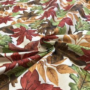 Crackle Leaves Ivory Printed Cotton Fabric