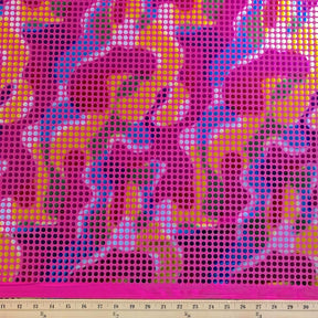Fuchsia Rainbow Dot Sequin Fabric