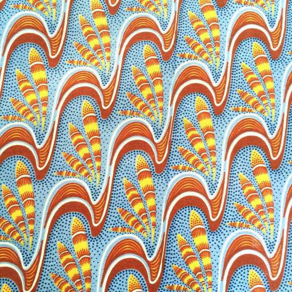 African Print Tropical Feather Fabric