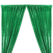 All-Over Sequins Mermaid Scale on Stretch Mesh Rod Pocket Curtains - Kelly Green