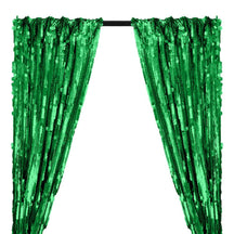Paillette Circle Sequins Rod Pocket Curtains - Kelly Green