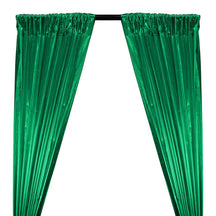 Tissue Lame Rod Pocket Curtains - Kelly Green