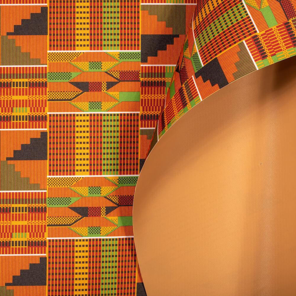 Ottertex Waterproof Canvas Kente Print Fabric SV577618 Orange Image A4
