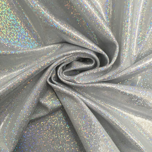 White Silver Holographic/Shiny Nylon Spandex Mix Stretchy Fabric