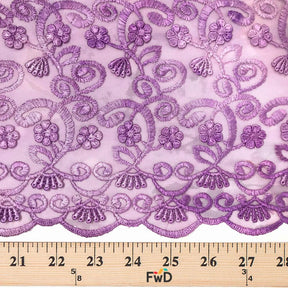Lavender Floral Vine Embroidery on Mesh