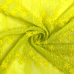 Lemon Flower Embroidery on Voile