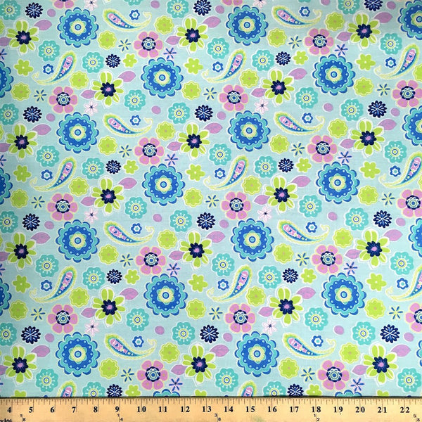 Lenox Blue Print Broadcloth Fabric